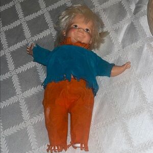 Vintage doll is a 1968 Thumbelina Ideal Sister Pull String doll